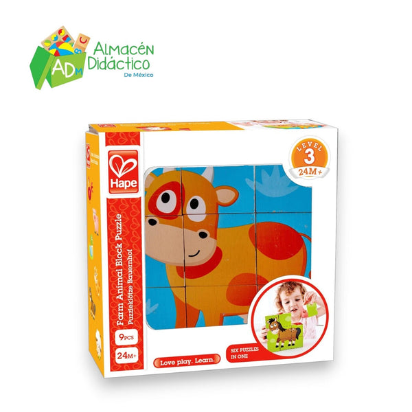 ROMPECABEZAS DE BLOQUES DE ANIMALES DE LA GRANJA - HAPE - FARM ANIMAL BLOCK PUZZLE