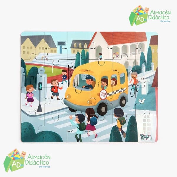 CAMION ESCOLAR CON ROMPECABEZAS