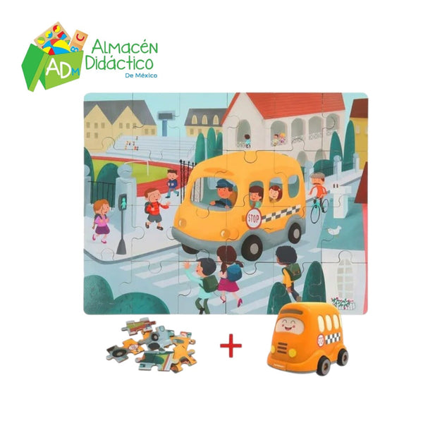 CAMION ESCOLAR CON ROMPECABEZAS