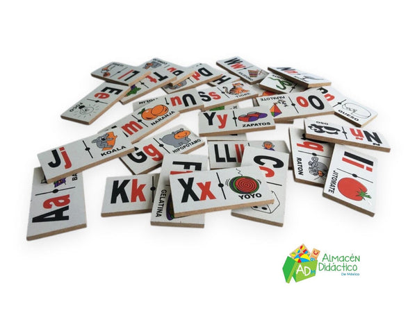 DOMINO DE MADERA ABECEDARIO POR ASOCIACIÓN