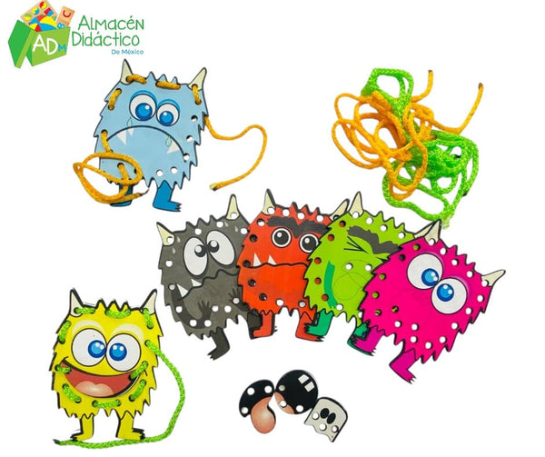 JUEGO DE ENSARTE CON 6 PIEZAS- MONSTRUOS