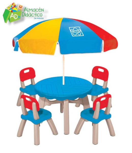 JUEGO DE PATIO DE VERANO (MESA CON SOMBRILLA Y SILLAS)